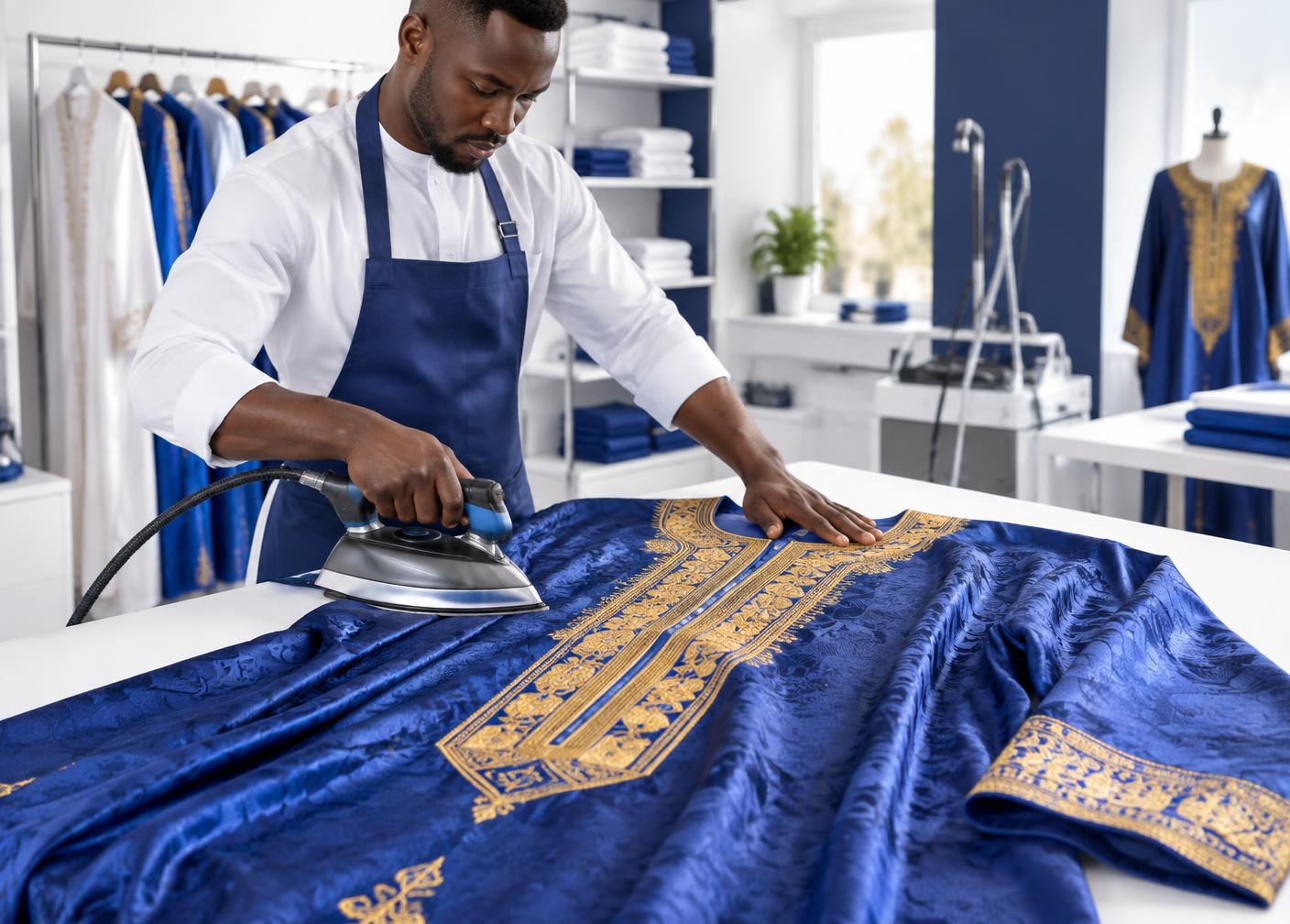 Soin professionnel d’un boubou brodé